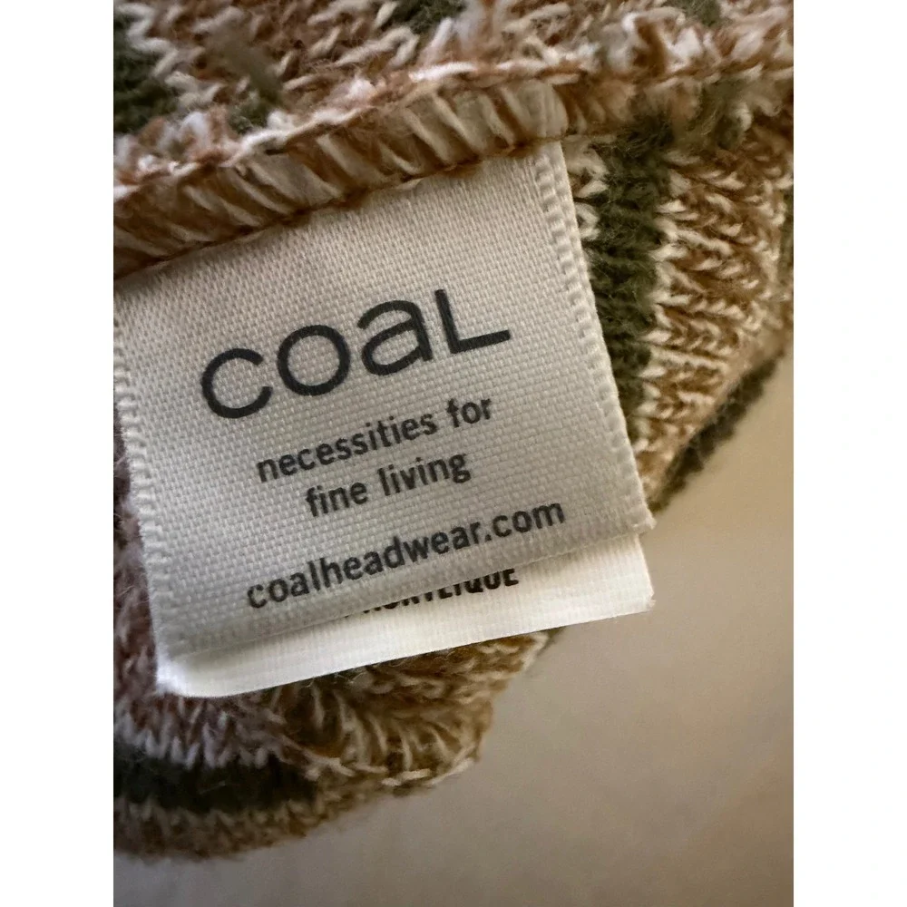 Coal Beanie Hat Unisex OS Brown Green Striped Knit Made in USA
